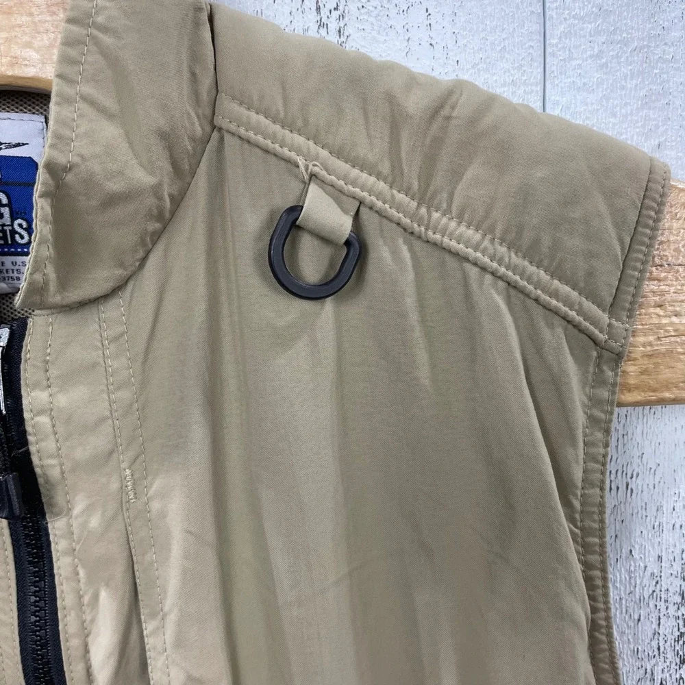Big Pockets Fishing Vest Khaki XL Full Zip Utility Outdoor Angler Travel Vest